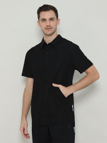 Unisex Front Pocket Utilitarian Shirt Black