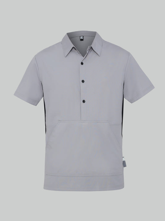 Unisex Front Pocket Utilitarian Shirt Grey