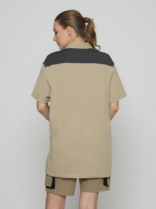 Unisex Everyday Polo Female T-shirt Beige