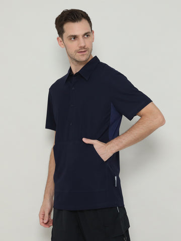 Unisex Front Pocket Utilitarian Shirt Navy