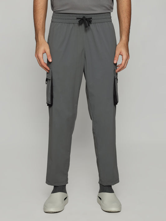 Grey 4 Way Stretch Cargo Male Pants