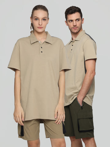 Unisex Everyday Polo Male T-shirt Beige