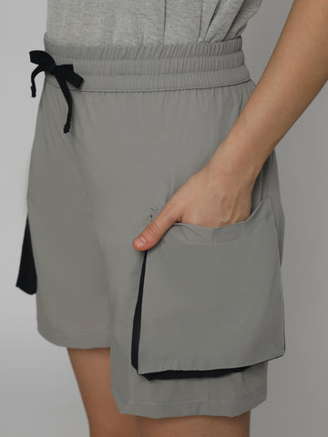 Utilitarian Female Hot Pants Light Grey