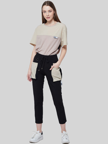 Black Utilitarian Cargo Female Pants