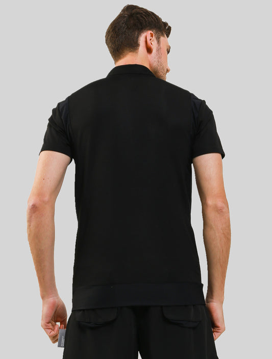 Unisex Front Pocket Utilitarian Shirt Male Black