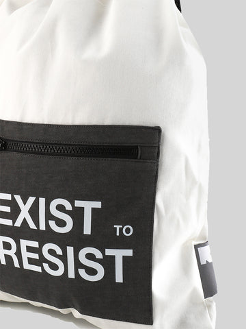 Unisex White Pocket Drawstring Bag