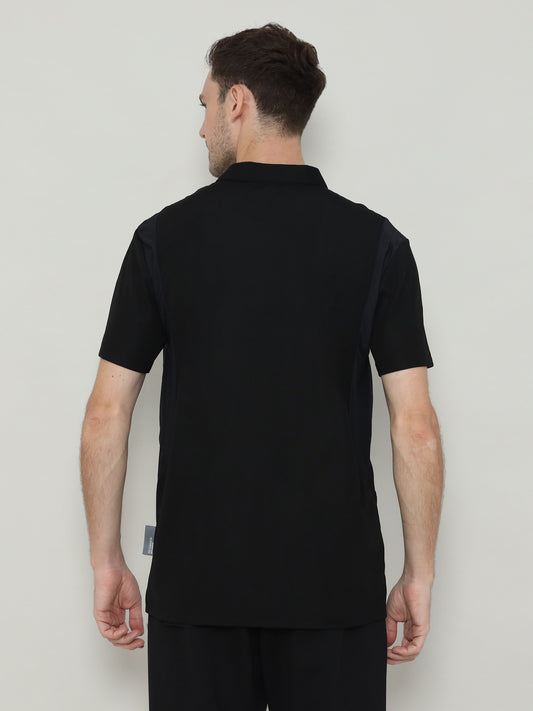 Unisex Front Pocket Utilitarian Shirt Black