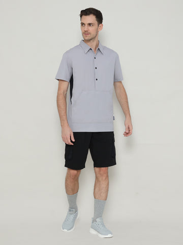 Unisex Front Pocket Utilitarian Shirt Grey