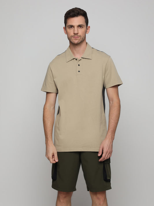 Unisex Everyday Polo Male T-shirt Beige