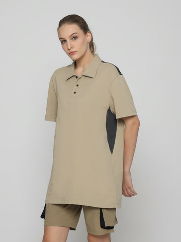 Unisex Everyday Polo Female T-shirt Beige
