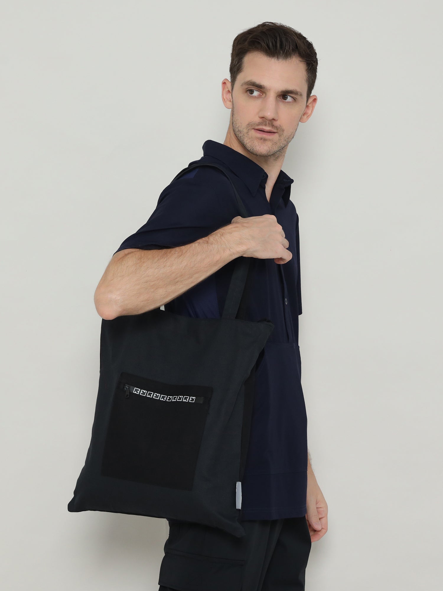 Two Tone Tote Bag Navy