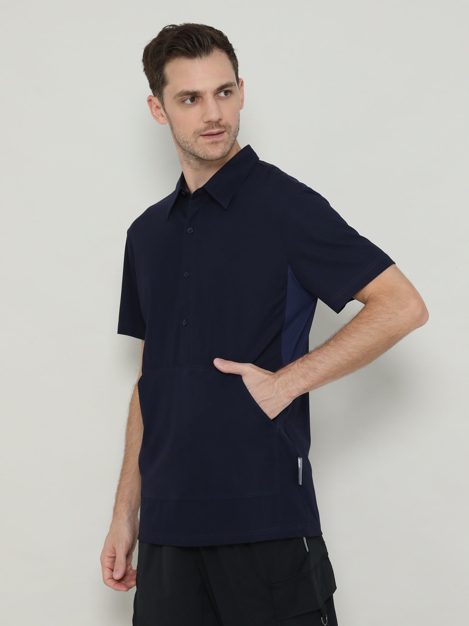 Unisex Front Pocket Utilitarian Shirt Navy
