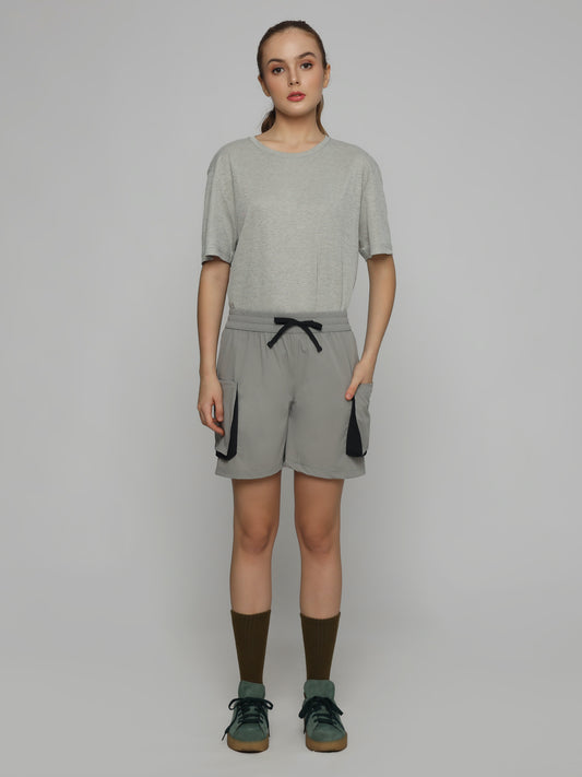 Utilitarian Female Hot Pants Light Grey