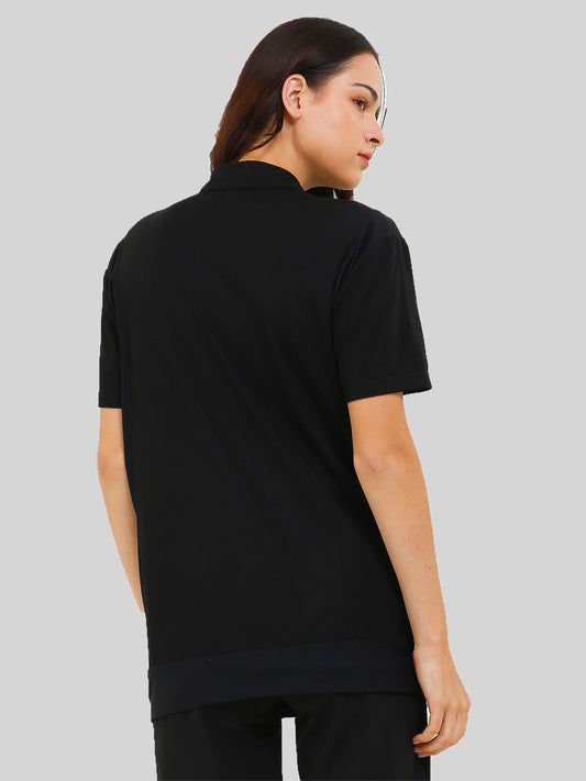 Unisex Front Pocket Utilitarian Shirt Female Black