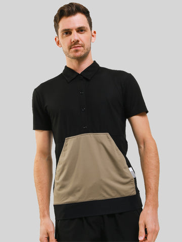 Unisex Front Pocket Utilitarian Shirt Male Black