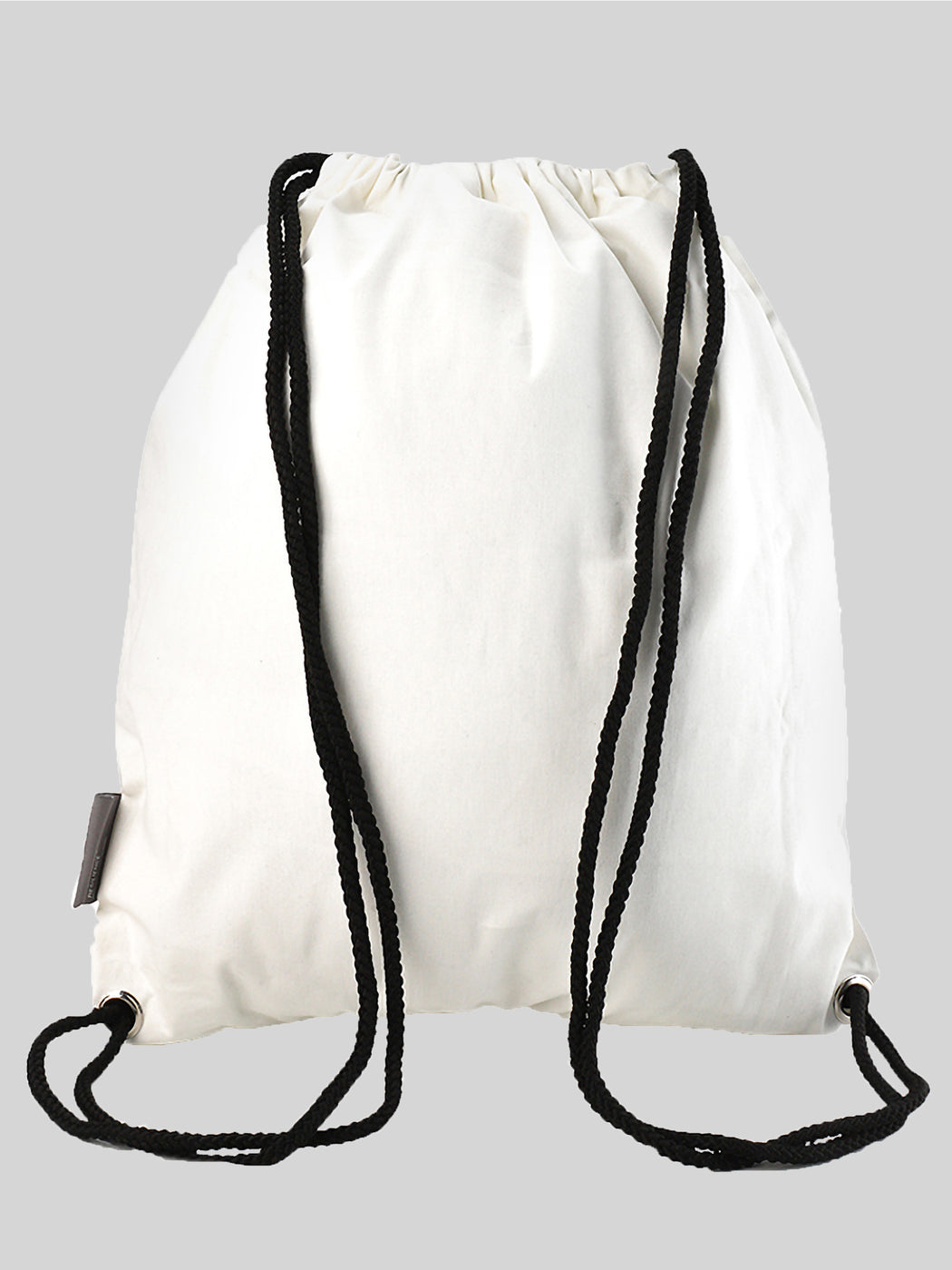 Unisex White Pocket Drawstring Bag